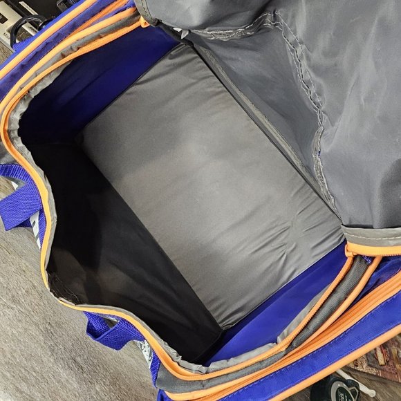 Vintage 90s Bugle Boy Duffle Gym Bag Weekender Overnight Blue Orange Streetwear‎ - Picture 13 of 16